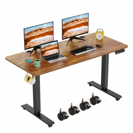 Electric Standing Desk farexon Electric Standing Desk Adjustable Height, 48x 24 Inches Sit Stand Up Computer Desk with Double Metal Hook，4 Memory Preset Heights, 27''-45'' Lifting Range for Home/Office（Brown）
